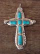 Zuni Indian Sterling Silver Turquoise Cross Pendant by Lupe Leekity