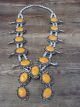 Large Navajo Nickel Silver Spiny Oyster Squash Blossom Necklace Signed JC