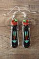 Navajo Sterling Silver Jet Turquoise Sunface Inlay Earrings - Grace Smith