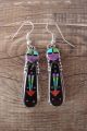 Navajo Sterling Silver Jet Turquoise Sunface Inlay Earrings - Grace Smith
