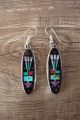 Navajo Sterling Silver Jet Turquoise  Inlay Earrings - Grace Smith