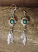 Navajo Sterling Silver Turquoise Bear Paw Feather Dangle Earrings! McCarthy