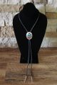  Native American Sterling Silver Turquoise Bear Paw Bolo Tie - Wilbert Muskett