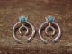 Navajo Indian Turquoise Sterling Silver Cast Naja Post Earrings - Chee