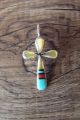 Zuni Indian Sterling Silver Inlay Cross Pendant 