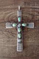 Navajo Indian Sterling Silver Turquoise Cross Pendant - M. Cayatineto