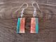 Navajo Indian Jewelry Spiny Oyster Turquoise Slab Dangle Earrings by L. Pete