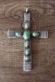 Navajo Indian Sterling Silver Turquoise Cross Pendant - M. Cayatineto