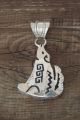 Navajo Jewelry Sterling Silver Howling Coyote Pendant - A. Mariano