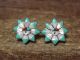 Zuni Sterling Silver Turquoise MOP Sunface Flower Inlay Post Earrings! Vacit