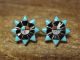 Zuni Sterling Silver Turquoise Onyx Sunface Flower Inlay Post Earrings! Vacit