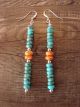 Navajo Indian Hand Beaded Turquoise Spiny Oyster Dangle Earrings - Jake