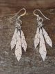 Native American Jewelry Stamped Sterling Silver Three Feather Earrings by Arviso