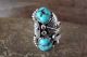 Navajo Indian Jewelry Sterling Silver Floral Leaf Turquoise Ring Size 5.5 - Calladitto