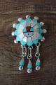 Zuni Indian Sterling Silver Sunface Inlay Pin/Pendant by Abel Soseeah