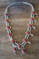 Navajo Jewelry Coral Squash Blossom Necklace by Bobby Cleveland
