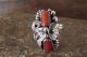 Navajo Indian Jewelry Sterling Silver Floral Leaf Coral Ring Size 8.5 - Calladitto