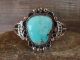 Navajo Indian Nickel Silver Turquoise Cuff Bracelet by Jackie Cleveland