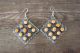 Native American Stamped Sterling Silver Spiny Oyster Dangle Earrings 