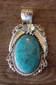 Navajo Indian Sterling Silver Turquoise Pendant 