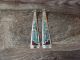 Navajo Silver Turquoise & Coral Chip Inlay Dangle Earrings by J. Yazzie