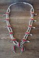 Navajo Jewelry Coral Squash Blossom Necklace by Bobby Cleveland
