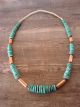 Native American Indian Hand Strung Turquoise Copper Graduated Saucer Bead Necklace