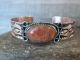 Navajo Indian Copper & Apple Coral Cuff Bracelet by Cleveland