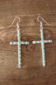 Zuni Indian Sterling Silver Turquoise Cross Earrings! Signed!