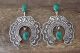 Navajo Indian Heavy Stamped Sterling Silver Turquoise Naja Post Earrings - LJ