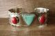 Native American Jewelry Nickel Silver Turquoise Coral Bracelet by Bobby Cleveland