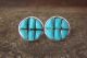 Zuni Indian Jewelry Sterling Silver Turquoise Inlay Disk Earrings by G. Luna