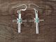Navajo Indian Sterling Silver Turquoise Cross Dangle Earrings by Lorraine Chee