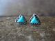 Zuni Indian Sterling Silver Turquoise Triangle Post Earrings by Cachini