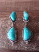 Navajo Indian Sterling Silver Turquoise Post Dangle Earrings by Verley Betone