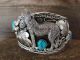 Navajo Indian Turquoise Sterling Silver Wolf Cuff Bracelet - Thomas Yazzie
