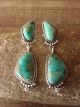 Navajo Indian Sterling Silver Turquoise Post Dangle Earrings by Verley Betone
