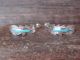 Navajo Sterling Silver Turquoise Feather Hoop Earrings Signed Barney