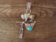 Navajo Indian Sterling Silver Turquoise Buffalo Pendant by Attakai