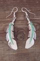 Native American Indian Jewelry Sterling Silver Opal Feather Earrings