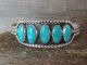 Navajo Sterling Silver & Turquoise Row Bracelet Signed Darrell Morgan