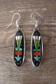 Navajo Sterling Silver Jet Turquoise Inlay Earrings - Grace Smith