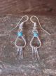 Small Zuni Sterling Silver Turquoise Chandelier Dangle Earrings - Chee