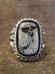 Navajo Indian Sterling Silver & White Buffalo Turquoise Ring - Vandever - Size 9.5