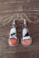 Navajo Sterling Silver White Buffalo Turquoise & Spiny Oyster Dangle Earrings! 