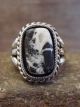 Navajo Indian Sterling Silver & White Buffalo Turquoise Ring - Vandever - Size 11