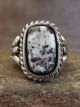 Navajo Indian Sterling Silver & White Buffalo Turquoise Ring - Vandever - Size 11.5