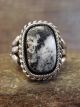 Navajo Indian Sterling Silver & White Buffalo Turquoise Ring - Vandever - Size 12.5