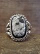 Navajo Indian Sterling Silver & White Buffalo Turquoise Ring - Vandever - Size 12.5