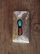 Navajo Indian Jewelry Turquoise Coral Money Clip! Sterling Silver Mens - Skeets